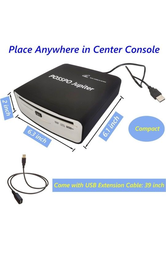 CD DVD Player for Car with USB Port AUX Port, Portable External CD Player That Plugs into Car Laptop Desktop TV Computer, Plug & Play –Upgraded with E
