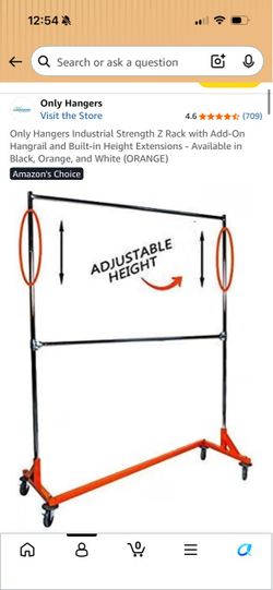 Only Hangers Industrial Strength Z Rack – Orange, Adjustable Height, Heavy-Duty Clothing Rack