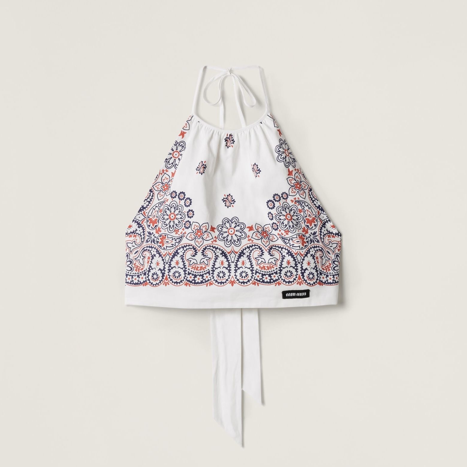 Miu Miu Printed Poplin Halter Top