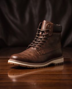 JXSN boot brown side zipper faux leather 9