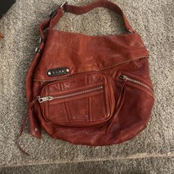 L.A.M.B Buckle & Zipper Red Leather Shoulder Bag (OBO)