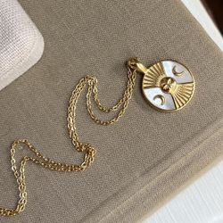 Celestial Sun Moon Pendant Necklace ( firm on price ) 