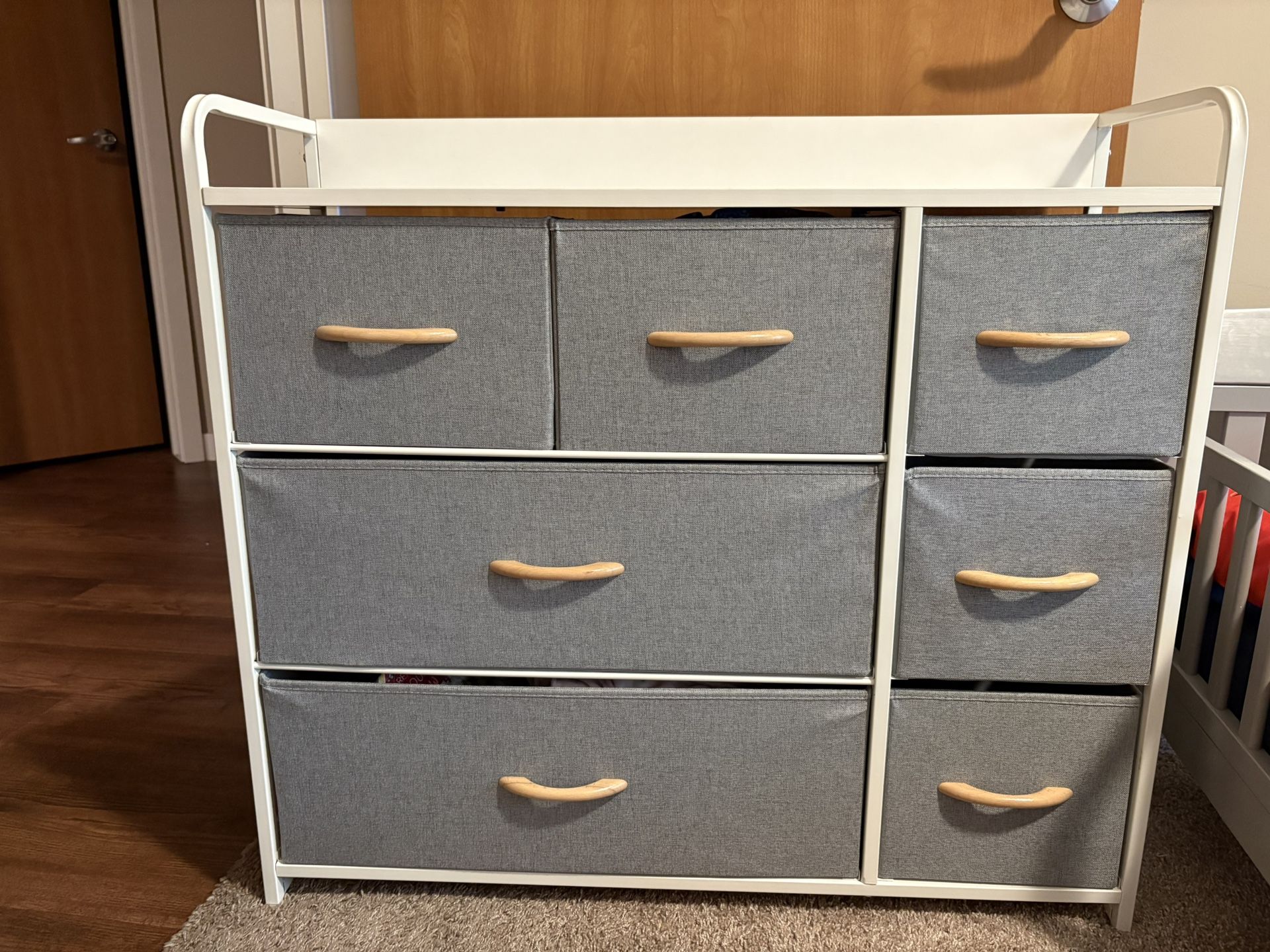 White/Gray 7 Drawer Fabric Dresser