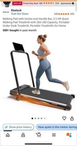 ElseLuck Walking Pad Treadmill with Incline & Handle Bar