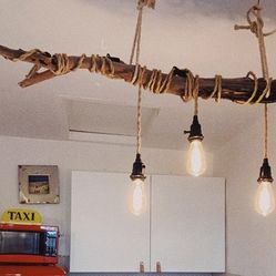 Driftwood Rope Ceiling Lamp