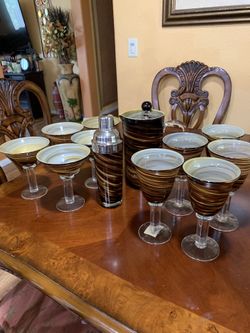 Glass brown mocha Cocktail 13 Piece Set