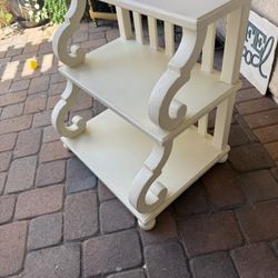 Vintage Cream Wooden Shelf – $45