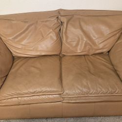 Beautiful Brown Leather Loveseat Couch 