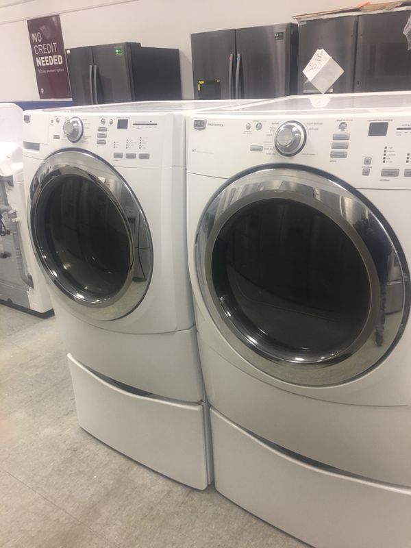 MAYTAG FRONT LOAD WASHER AND DRYER SET 1 DOWN WITH NO