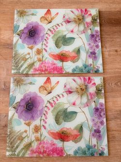 Tempered Glass: Two beautiful Lisa Audit tempered glass cutting boards, countertop place mats, serving board for desserts, cheese, fruit & more!
