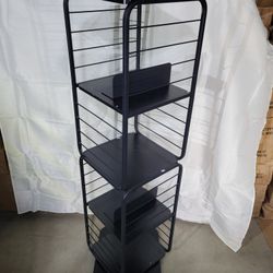 VASAGLE 4-Tier Rotating Bookshelf, Bookcase with Bookends for Small Spaces, Corner Shelf, Steel Frame, Ebony Black and Ink Black ULLS127B56