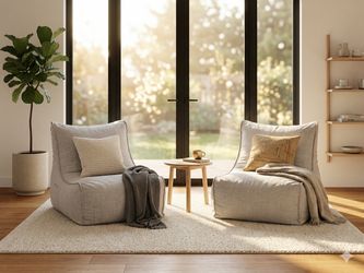 Oversized Bean Bag Lounge Chairs — Set of 2