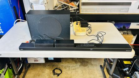 onn. 5.1 Ultra-Slim Surround Soundbar System with Dolby Atmos, Wireless Subwoofer and Wireless Satellite Speakers, 36"