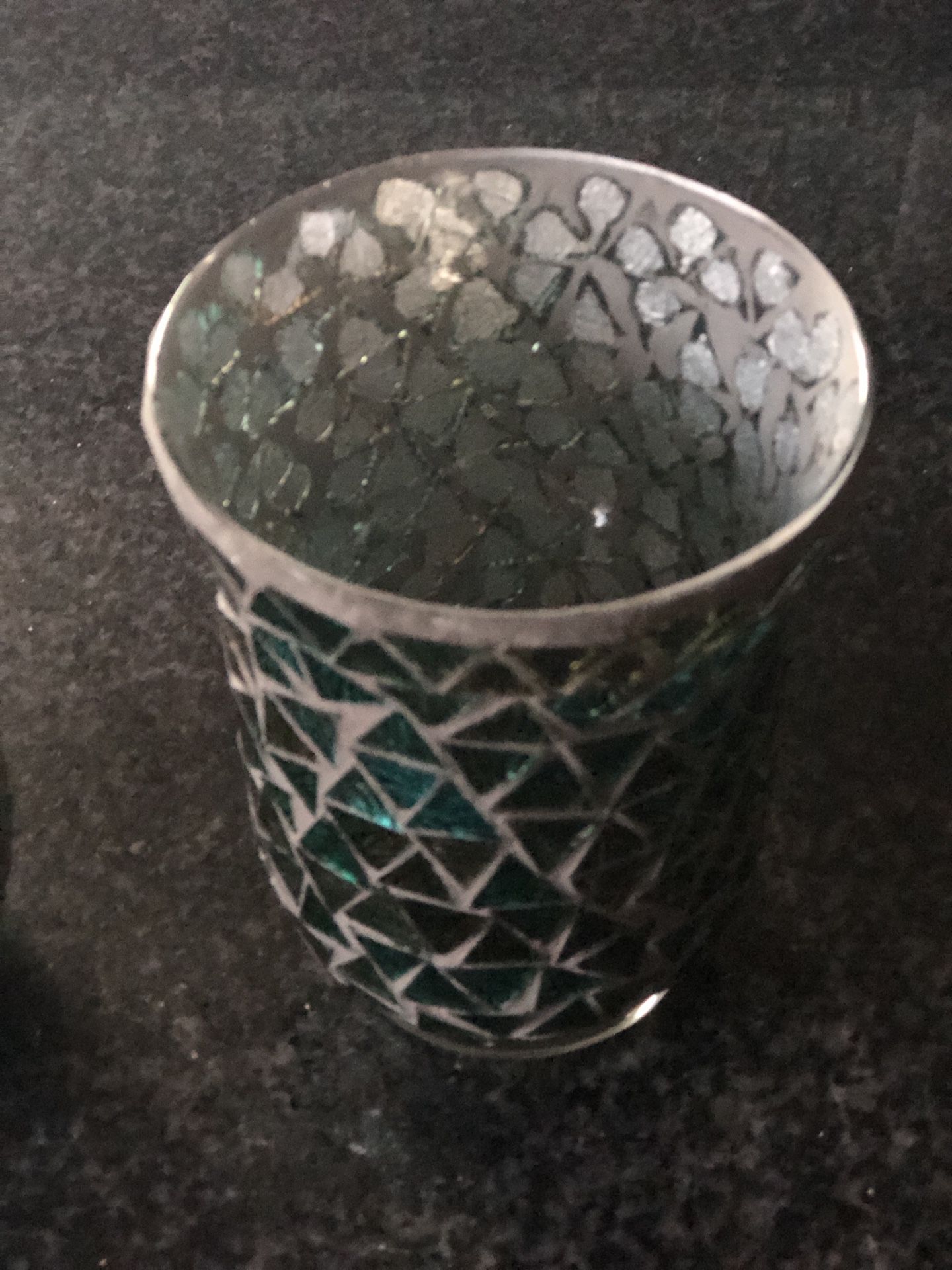 Glass mosaic candle holder