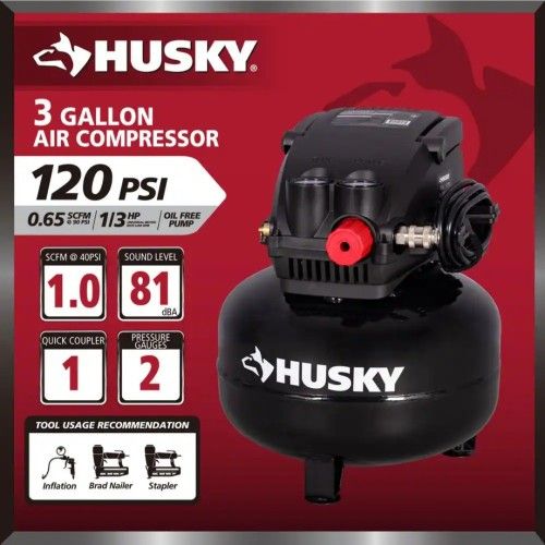 Husky 3 Gal. 120PSI Portable Electric Pancake Air Compressor