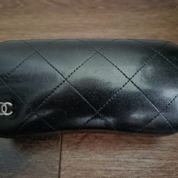 Chanel Sunglasses Case Black Matelasse Quilted Silver CC Logo