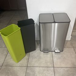 Elevon Kitchen Trash Can with Lid, 2 x 8 Gallon Garbage Can, with Soft-Close Foot Pedal and Removable Inner Bucket, 60 Liter Large Stainless Waste Bin