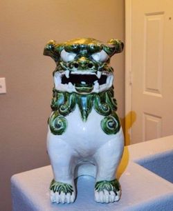 Large Glazed Ceramic Foo Dog 15" Tall