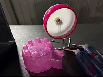 Small Pet Accessories Set – Exercise Wheel, Water Bottles & Hideout