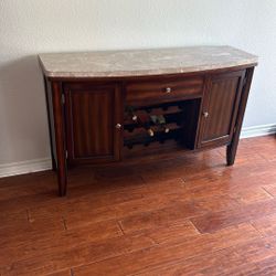 Elegant Wood Wine Cabinet with Marble Top