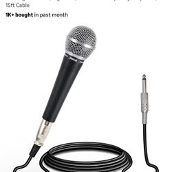 Pyle Microphone, Dynamic Cardioid, XLR Cable Included, Unidirectional, Rugged Construction, Built-in Pop Filter, Perfect for Stage & Studio, High Gain