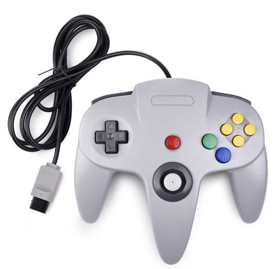 Classic N64 Controller, Retro N64 Wired Remote Joystick Gamepad Controller Compatible with N64 Video Game System Console Gray