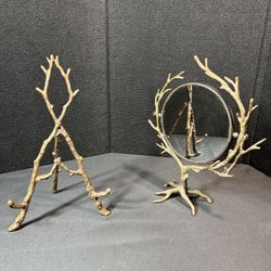 SPI Home Tree Branch Table Mirror and Matching Easel 