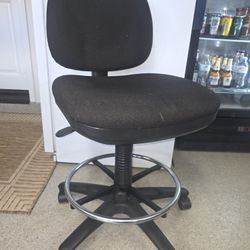 Black Drafting Office Chair w/Foot Ring Adj Height Swivel Rolling chair