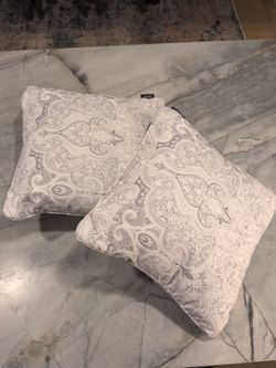 Throw pillow - new, white and silver