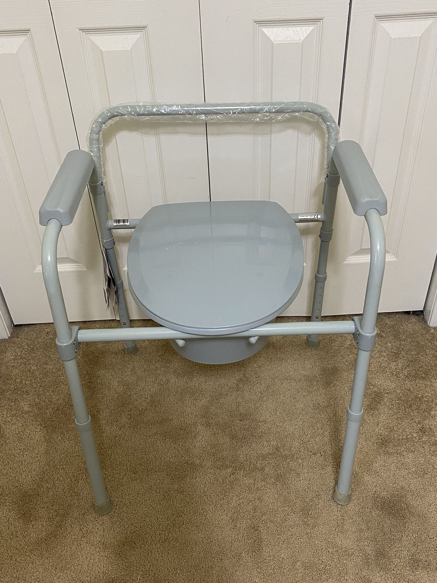 Drive Medical Gray Folding Steel Bedside Portable Tiolet-Preowned 