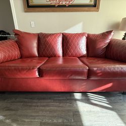 Red Leather Sofa $500, OBO