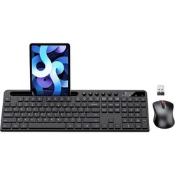 Marvo Wireless Keyboard and Mouse Combo, 2.4G, Low Profile, Fluid Precise, Quiet, Tablet Holder,Black Actual Color:Black   Black   Gray