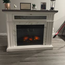 Electric Fireplace Wall Mantel, Glossy White