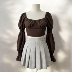 super cute outfit croptop & plaid windsor skirt size small