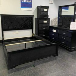 Amalia Black Panel Bedroom Set