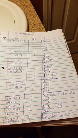 Tires available (list)