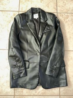 Blazer Zara Black Faux Leather Blazer Jacket XS