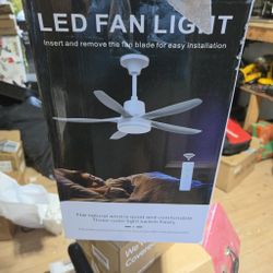 LED Ceiling Fan Light with Remote — Black, 5-Blade, New in Box
