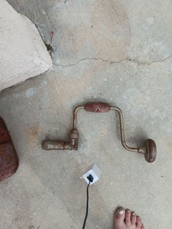 Vintage Hand Brace Drill with Wood Handle