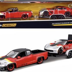 2017 CHEVROLET COLORADO ZR2 & 2015 CORVETTE Z06 & TRAILER SET 1/24 MAISTO #32756