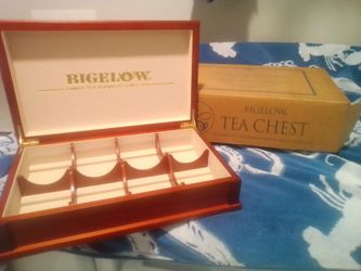 Bigelow Tea Chest Wooden Box with Original Packaging