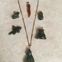 Gold Filled Chain With 6 Jade Pendants