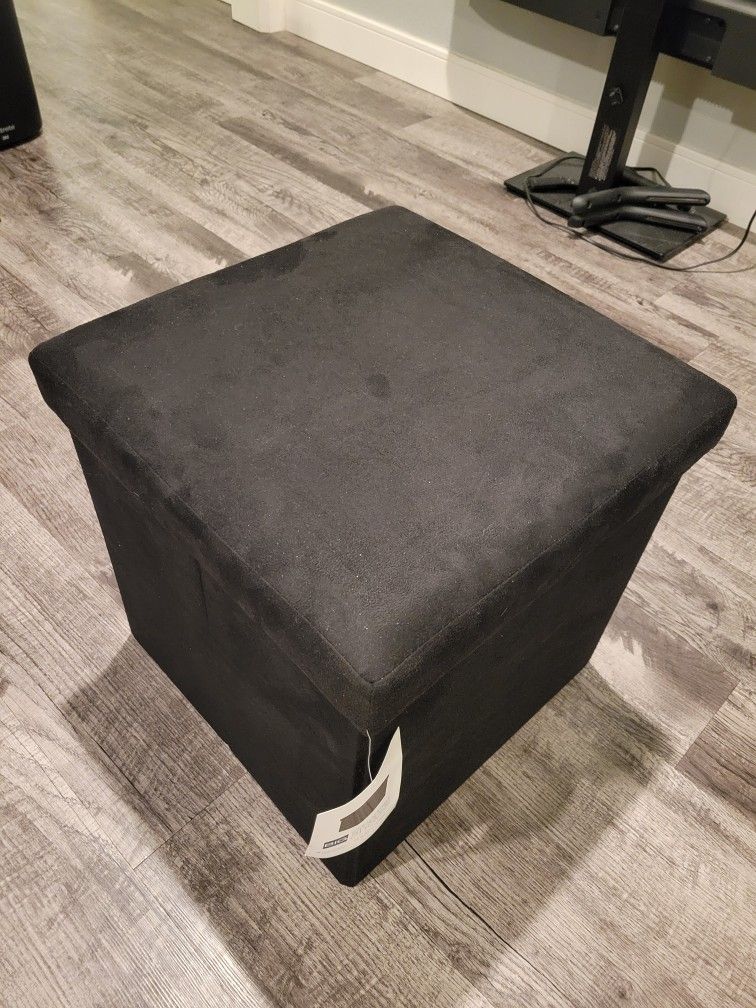 Brand New Black Collapsible Storage Ottoman Chair Seat