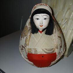 Vintage Japanese Fabric Porcelain Face Doll