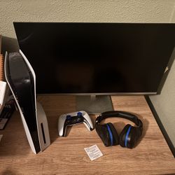 PS5 w/ Monitor And Turtle Beach Headset