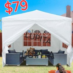 10x10 White Gazebo Wedding Party Tent Canopy With Windows & Sidewalls - (FOR SALE)
