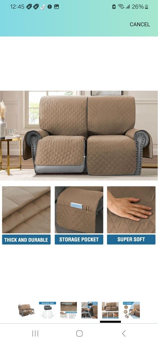 Waterproof Loveseat Recliner Sofa Cover $30