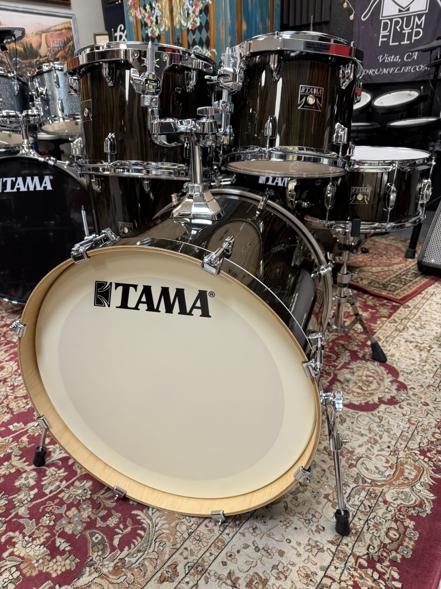 Tama Superstar Classic Black Lacebark Pine 5pc Drum Set