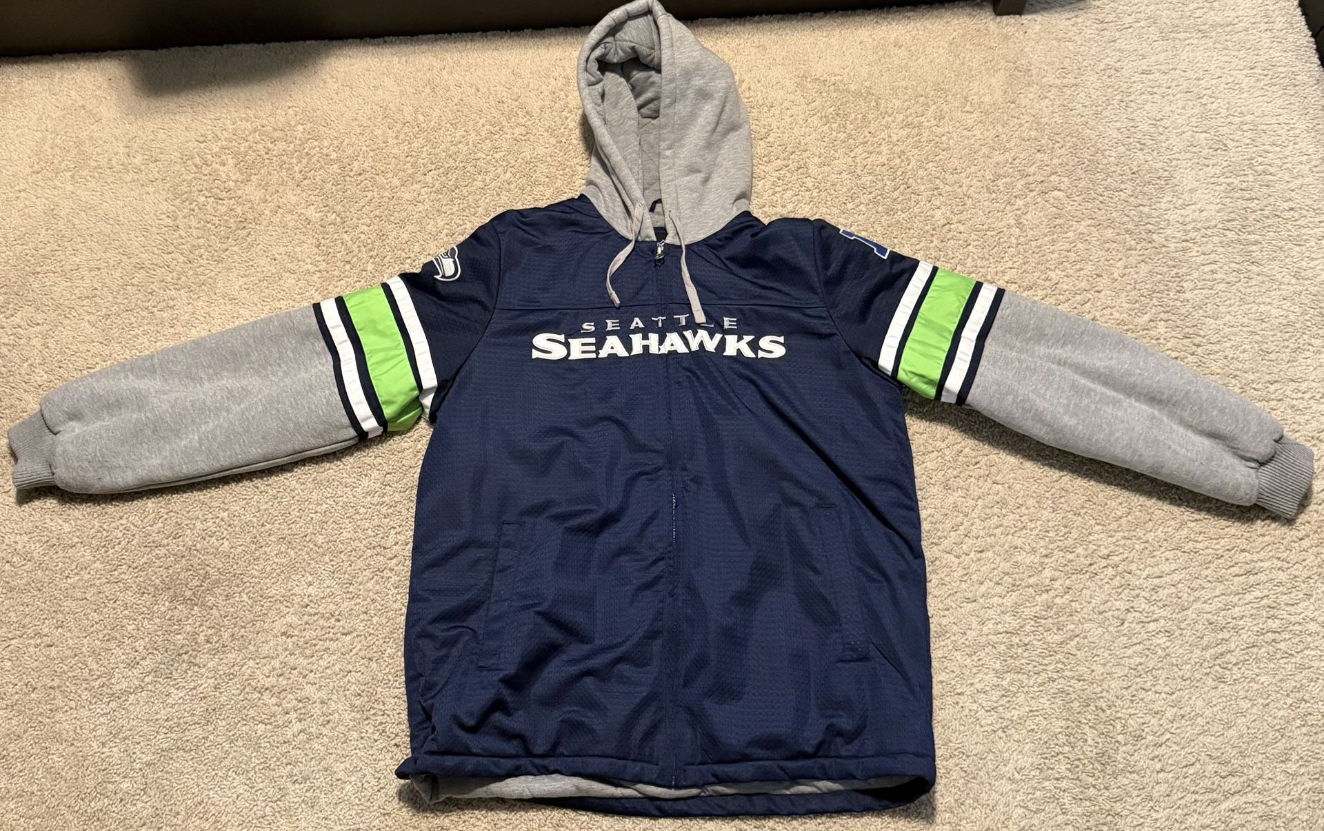 Seattle Seahawks Fleece Hybrid Jacket Full Zip Navy XL