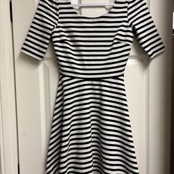 Charlotte Russe Black and White Striped Fit-and-Flare Midi Dress 👗